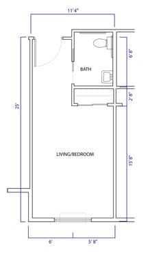 Architectural floor plan of a living space