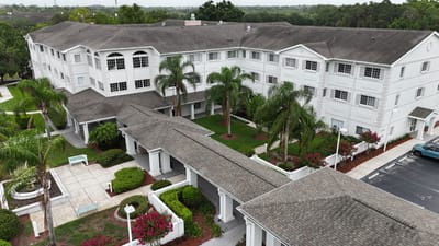 Aerial view of The Bridge at Orlando facility with landscaped grounds