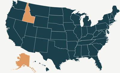 Map of the United States with highlighted states