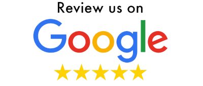 Graphic showing Google review stars and logo