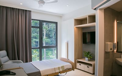 Bright and modern resident room with garden view