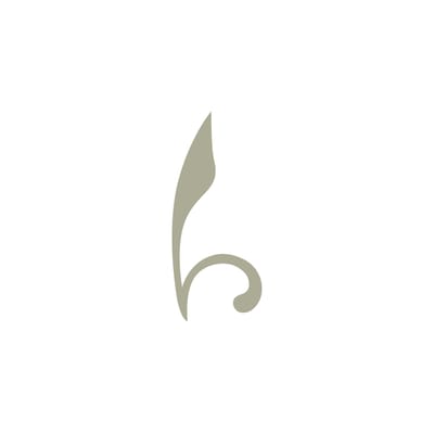 Stylized leaf logo on a white background