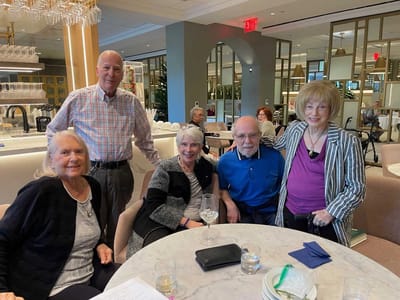 Residents and staff enjoying time together in a common area
