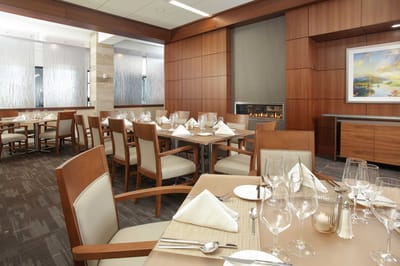 Elegant dining room set up for a meal