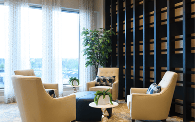 Bright interior lounge area with comfortable seating