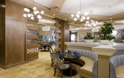Interior view of a dining area with elegant decor