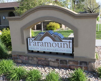 Facility sign for Paramount Health and Rehabilitation