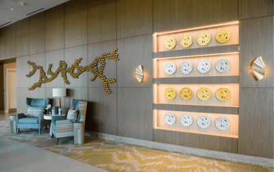 Interior decor showcasing chairs and wall art