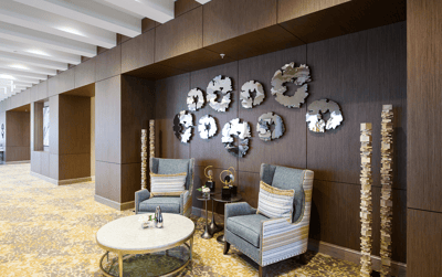 Common area with stylish seating and decor
