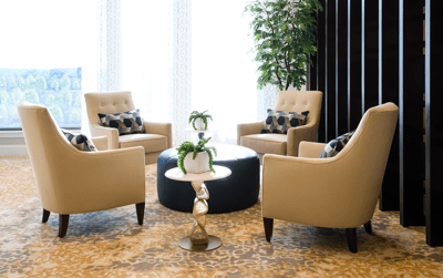 Bright and comfortable seating area in a common room