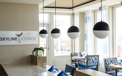Interior of the Skyline Lounge with stylish decor
