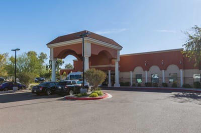 Exterior view of a senior living facility entrance