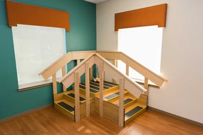 Interior view of a therapy stairs setup