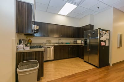 Modern kitchen area in a nursing home facility