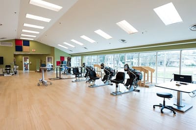 Interior view of a therapy room with equipment