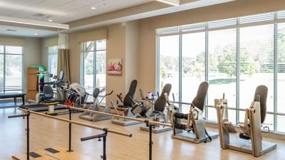 Interior view of a well-equipped rehabilitation gym