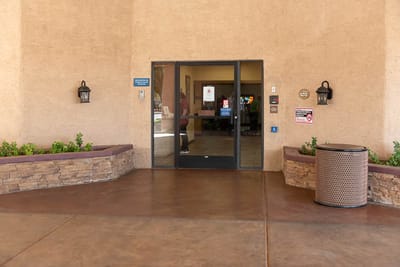Entrance of Mi Casa Nursing Center with accessible entry.