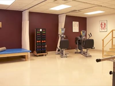 Interior view of a fitness room with equipment