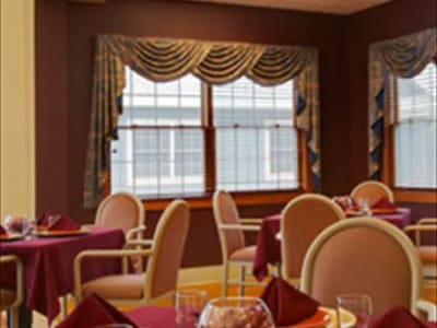 Dining area with tables and chairs