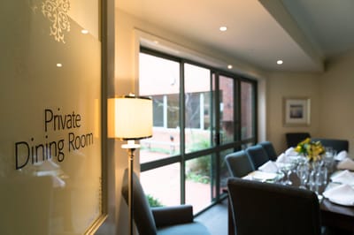 Interior view of a private dining room space