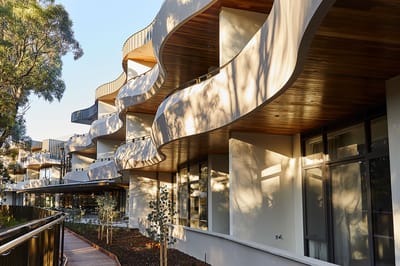 Exterior view of a modern assisted living facility
