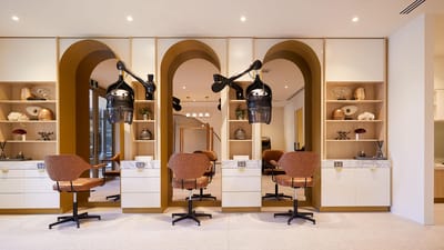 Interior view of a modern hair salon area