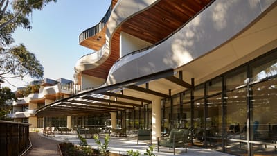 Exterior view of a modern assisted living facility