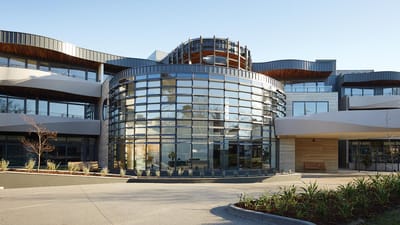 Exterior view of a modern assisted living facility