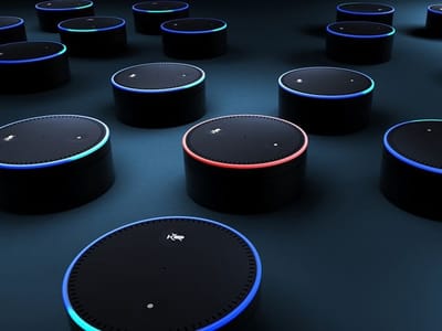 Abstract arrangement of circular devices with lights