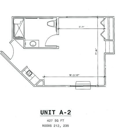 Architectural floor plan of a resident unit