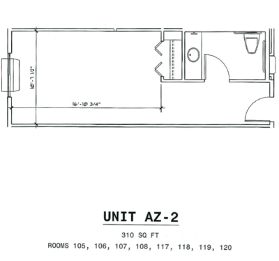 Architectural floor plan of a resident unit