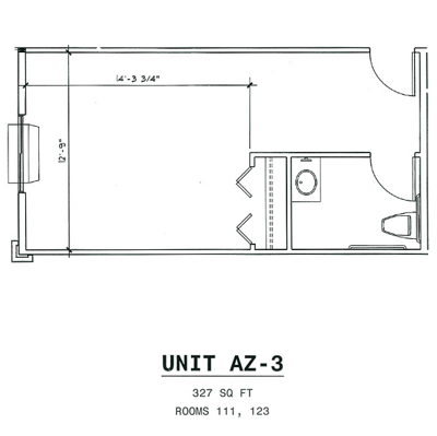 Architectural floor plan for a unit in the facility