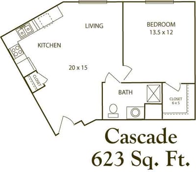 Architectural floor plan of a living unit