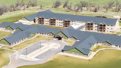 Aerial view of Peaceful Pines Senior Living Community