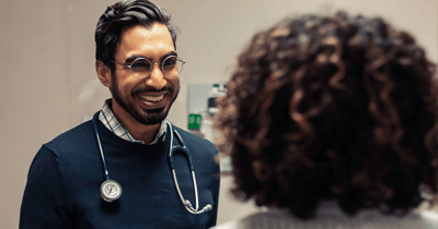 Doctor interacting with a resident