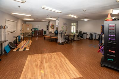 Rehabilitation gym with exercise equipment