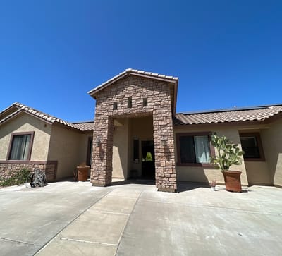 Exterior view of Mayfair Assisted Living Home entrance.