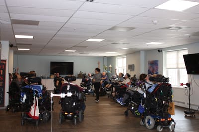 Residents enjoying an activity in a common area.