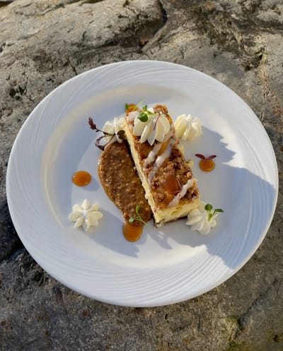 Gourmet dessert presentation on a plate.