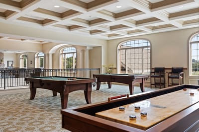 Interior view of a common area with games.