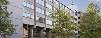 Exterior view of a building with trees