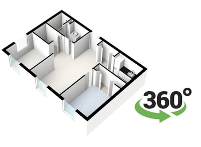 Architectural floor plan with 360° view indicator
