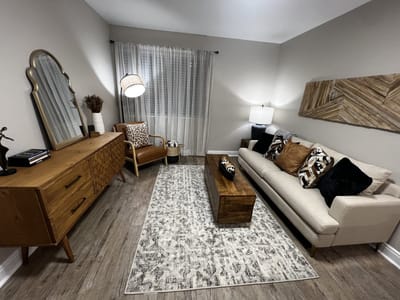 Cozy living room interior with modern decor