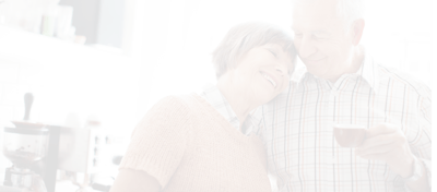 Happy elderly couple sharing a moment together.