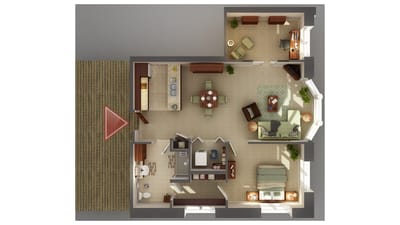 Fairview Nursing Home, nursing home — Floor plan of a senior living apartment layout