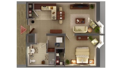 Fairview Nursing Home, nursing home — Floor plan of a senior living facility apartment