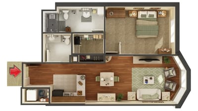 Fairview Nursing Home, nursing home — Floor plan of a senior living apartment layout