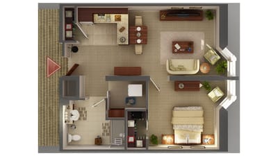 Fairview Nursing Home, nursing home — Floor plan of a senior living apartment layout