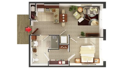 Fairview Nursing Home, nursing home — Floor plan of a senior living apartment layout