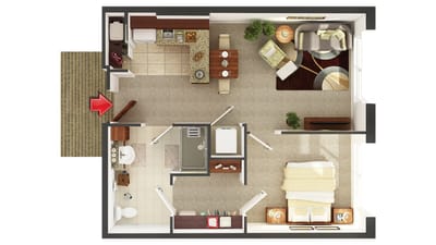 Fairview Nursing Home, nursing home — Floor plan layout of a senior living apartment